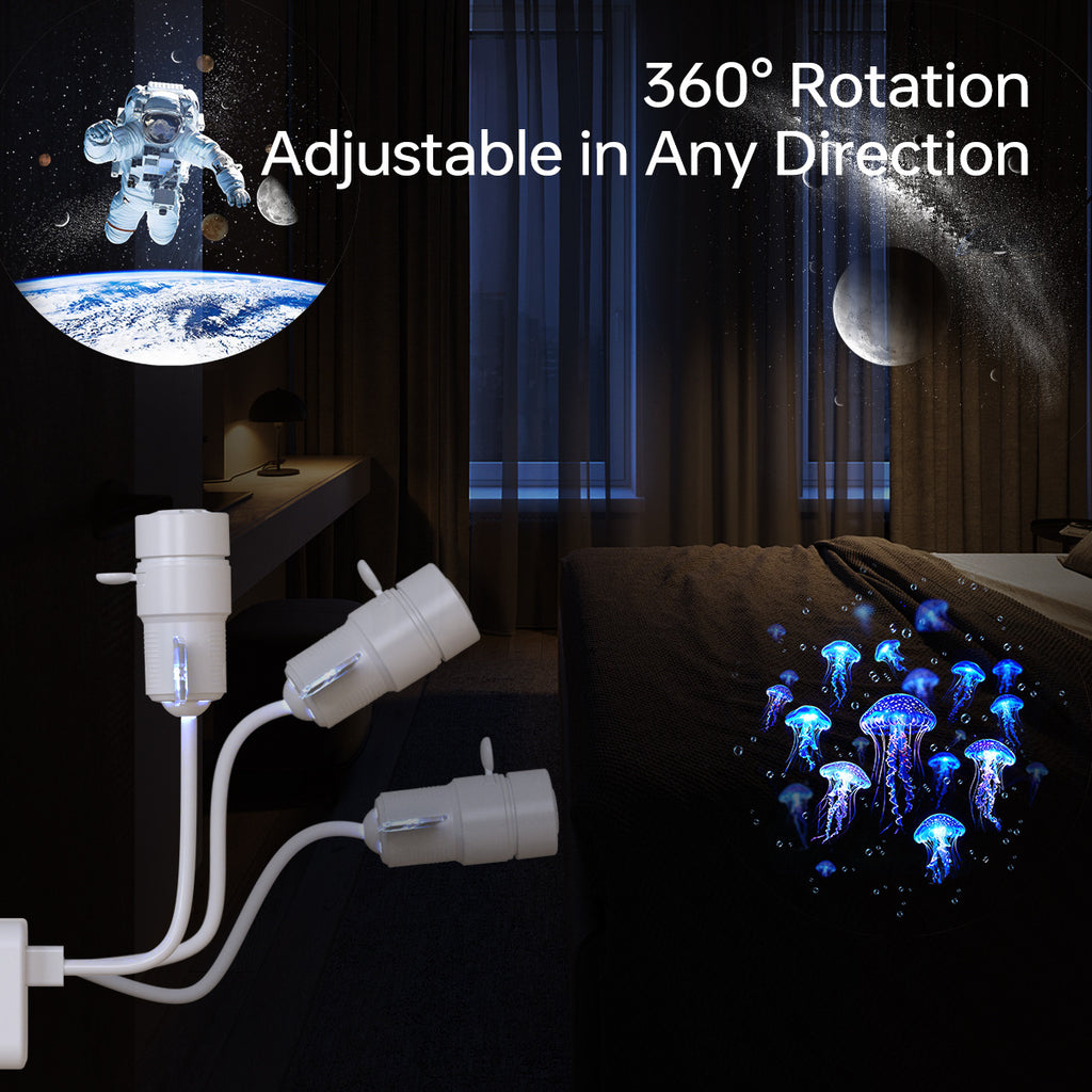 USB Star Projector Night Light, 360 Rotatable Space Satellite Galaxy Projection Lamp With Flexible Bendable USB Cable, LED Starry Sky Projector For Bedroom Living Room Home Party Decor, Kids Gift