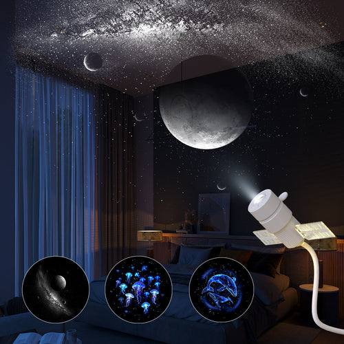 USB Star Projector Night Light, 360 Rotatable Space Satellite Galaxy Projection Lamp With Flexible Bendable USB Cable, LED Starry Sky Projector For Bedroom Living Room Home Party Decor, Kids Gift